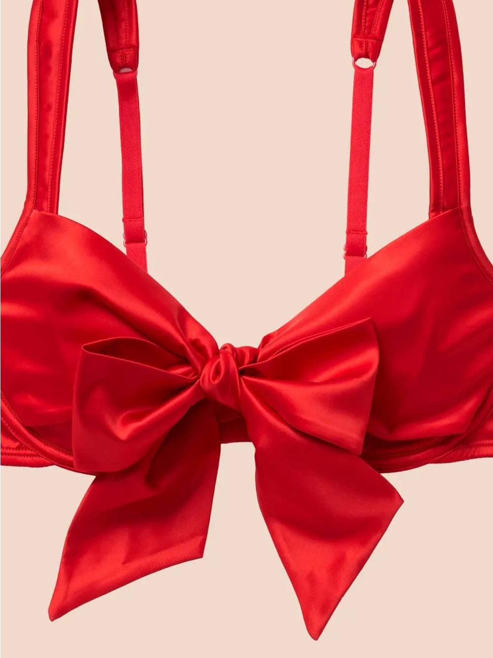 Adore Me Red Satin Bow Front Bra